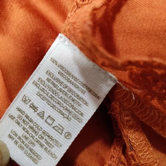 Free People Summer Boho Embroidered Batwing Tangerine Kimono Top Women's XS NWT - Picture 9 of 16